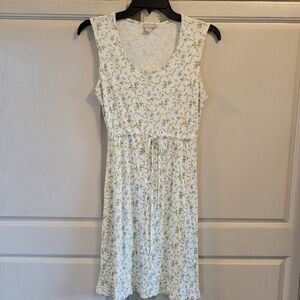 J Crew Sleeveless Dress With Tie Waist Dainty Floral Print